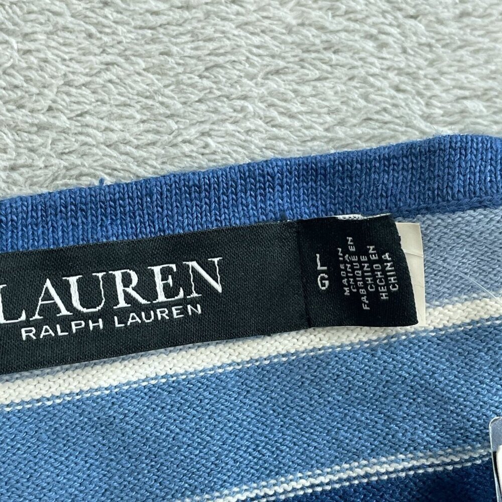 Lauren Ralph Lauren Womens Striped Knit Off-Shoulder Top Size L NWT 6091 - Picture 6 of 10
